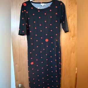 LuLaRoe Black Dress with Red Polka Dots